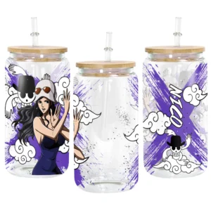 Nico Robin Anime Glass Can 16oz Custom Personalized Water Bottle