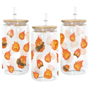 Calcifer Anime Glass Can 16oz Custom Water Bottle