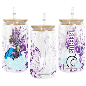 Beerus Glass Can 16oz Anime Personalized Name