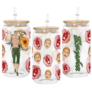 Escanor Glass Can 16oz Anime Personalized Name