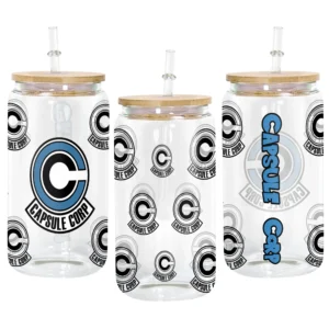Capsule Corp Glass Can 16oz Anime Personalized Name