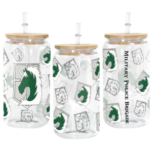 Military Police Brigade Glass Can 16oz Anime Personalized Name