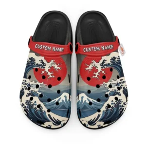 Kanagawa Wave Red Sun Foam Classic Clogs Shoes Japanese Personalized