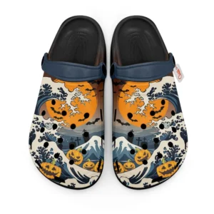 Kanagawa Wave Japan Horror Halloween Foam Classic Clogs Shoes