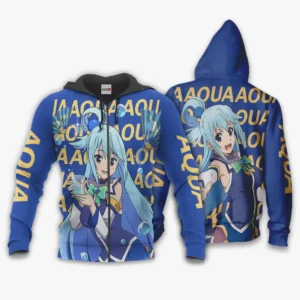 Aqua Zip Hoodie KonoSuba Custom Anime For Fans