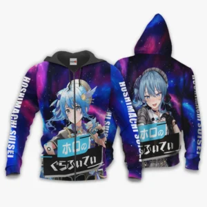 Hoshimachi Suisei Zip Hoodie Holo Graffiti Custom Anime Galaxy Style