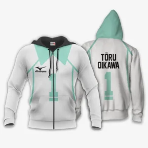 Aoba Johsai Toru Oikawa Zip Hoodie Uniform Costume Num 1 Haikyuu Anime
