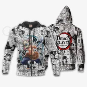 Inosuke Zip Hoodie Custom Manga Mix Anime Demon Slayer