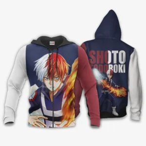 Shoto Todoroki Zip Hoodie Ice & Fire Anime