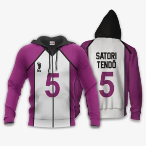 Shiratorizawa Satori Tendo Zip Hoodie Uniform Costume Num 5 Haikyuu Anime