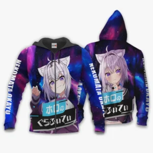 Nekomata Okayu Zip Hoodie Holo Graffiti Custom Anime Galaxy Style
