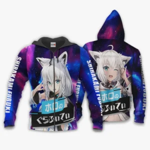 Shirakami Fubuki Zip Hoodie Holo Graffiti Custom Anime Galaxy Style