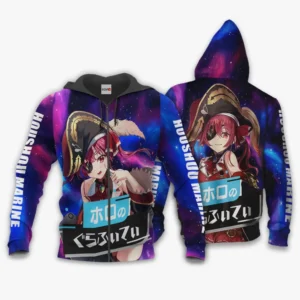 Houshou Marine Zip Hoodie Holo Graffiti Custom Anime Galaxy Style