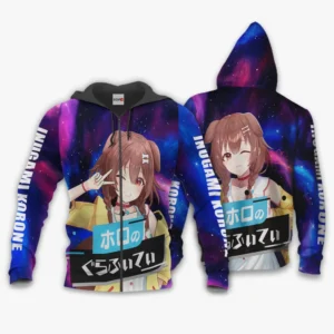 Inugami Korone Zip Hoodie Holo Graffiti Custom Anime Galaxy Style