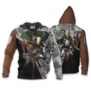 Erwin Smith Zip Hoodie Custom Attack On Titan Anime