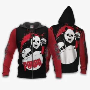 Panda Zip Hoodie Custom Anime Monochrome