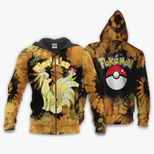 Pokemon Ninetales Zip Hoodie Custom Anime Tie Dye Style