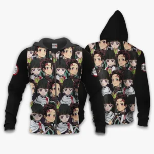 Tanjiro and Kanao Zip Hoodie Custom Anime Valentine's gifts