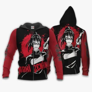 Maki Zenin Zip Hoodie Custom Anime Monochrome