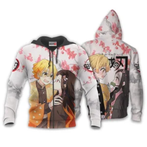 Zenitsu and Nezuko Zip Hoodie Custom Anime Valentine's Gifts