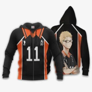 Kei Tsukishima Karasuno Zip Hoodies Haikyuu Anime Costume
