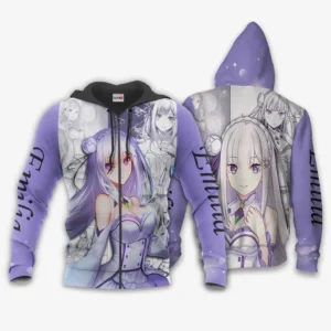 Emilia Zip Hoodie Re:Zero kara Hajimeru Isekai Seikatsu Anime