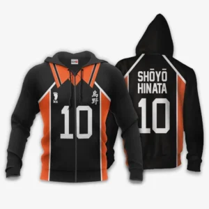 Shoyo Hinata Zip Hoodie Uniform Costume Number 10 Karasuno Anime Haikyuu