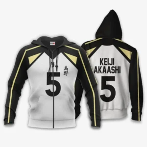 Fukurodani Keiji Akaashi Zip Hoodie Uniform Costume Num 5 Haikyuu Anime