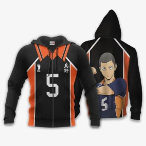 Ryunosuke Tanaka Karasuno Zip Hoodies Haikyuu Anime Costume