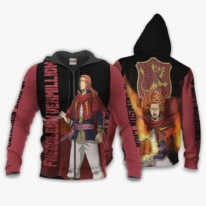 Crimson Lion Fuegoleon Vermillion Zip Hoodie Black Clover Anime