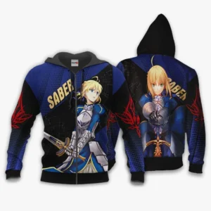 Fate Stay Night Saber Zip Hoodie Custom Anime