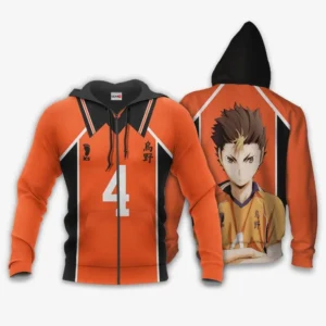 Yu Nishinoya Karasuno Zip Hoodies Haikyuu Anime Costume