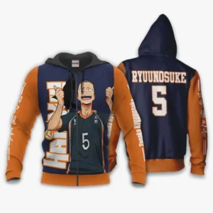 Karasuno Tanaka Ryuu Zip Hoodie Haikyuu Anime