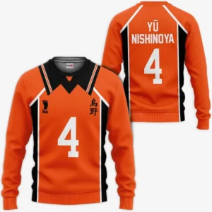 Karasuno Yu Nishinoya Uniform Costume Sweatshirt Num 4 Haikyuu Anime