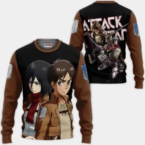 Mikasa And Eren Sweatshirt Custom Attack On Titan Anime Valentine's Gifts