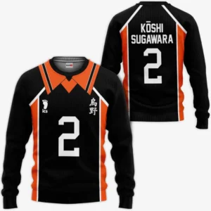 Karasuno Koshi Sugawara Uniform Costume Sweatshirt Num 2 Haikyuu Anime