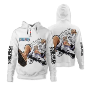 Luffy Gear 5 White Hair Hoodie One Pieces Streetstyle