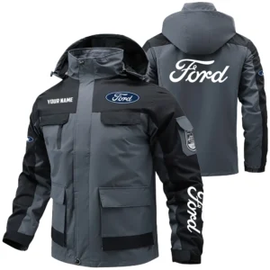 Ford Exclusive Logo Performance Water Resistant Outdoor Jacket Detachable Hood OUFAV203A0819F1Z - Ford Jacket