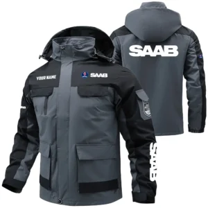 Saab Exclusive Logo Performance Water Resistant Outdoor Jacket Detachable Hood OUFAV203A0819SBZ - Saab Jacket