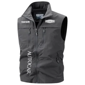 Autocar Exclusive Logo Performance Multi-Pocket Sleeveless Vest OUFAV2100819AOZ - Autocar Vest