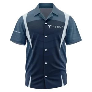 Tesla Exclusive Logo Performance Short Sleeve Camp Collar Shirt OUFAHWS3D081903TLZ - Tesla Shirt