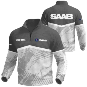 Saab Exclusive Logo Waffle Quarter-zip Sweatshirt OUFAWQS3D081901SBZ - Saab Sweatshirt
