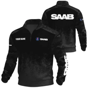 Saab Exclusive Logo Waffle Quarter-zip Sweatshirt OUFAWQS3D081903SBZ - Saab Sweatshirt