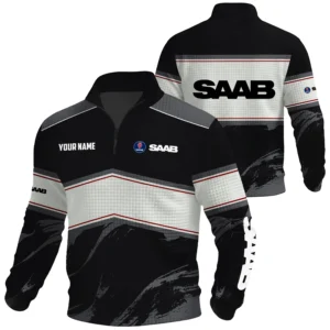 Saab Exclusive Logo Waffle Quarter-zip Sweatshirt OUFAWQS3D081904SBZ - Saab Sweatshirt