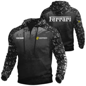 Ferrari Exclusive Logo Waffle Quarter-zip Hoodie OUFAWQS3D081907FIZ - Ferrari Hoodie