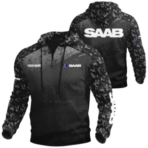 Saab Exclusive Logo Waffle Quarter-zip Hoodie OUFAWQS3D081907SBZ - Saab Hoodie