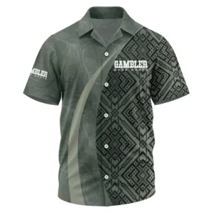 Gambler Exclusive Logo Performance Short Sleeve Camp Collar Shirt TTFSHWSCS1903012GBZ - Gambler Shirt