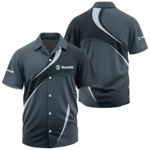 Benelli Exclusive Logo Performance Short Sleeve Camp Collar Shirt OSMTBHWS001BNZ - Benelli Shirt - Benelli Shirt