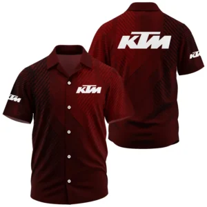 KTM Exclusive Logo Performance Short Sleeve Camp Collar Shirt OSMTBHWS006KTMZ - KTM Shirt - KTM Shirt