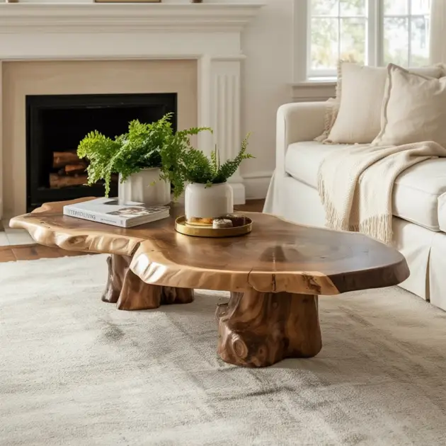 Live Edge Coffee Table Handmade Solid Wood Slab Modern Farmhouse